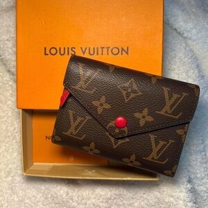 Monogram Card Holder with Red Accent